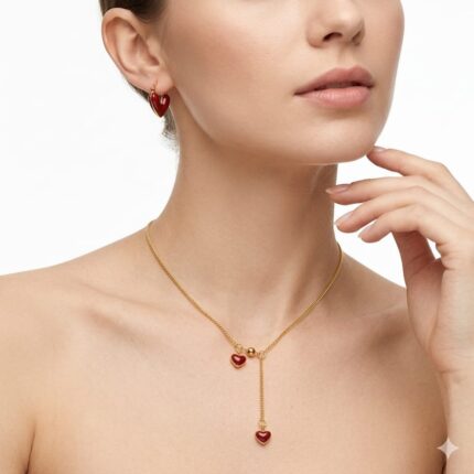 CONJUNTO CORAZONES COLOR VINO #2