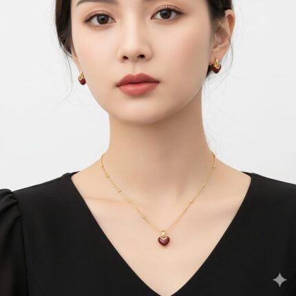 CONJUNTO CORAZONES COLOR VINO #3